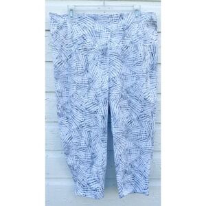 MTA Sport Leggings 1X Gray White Calf Length Capri Zipper Pocket Yoga Stretch